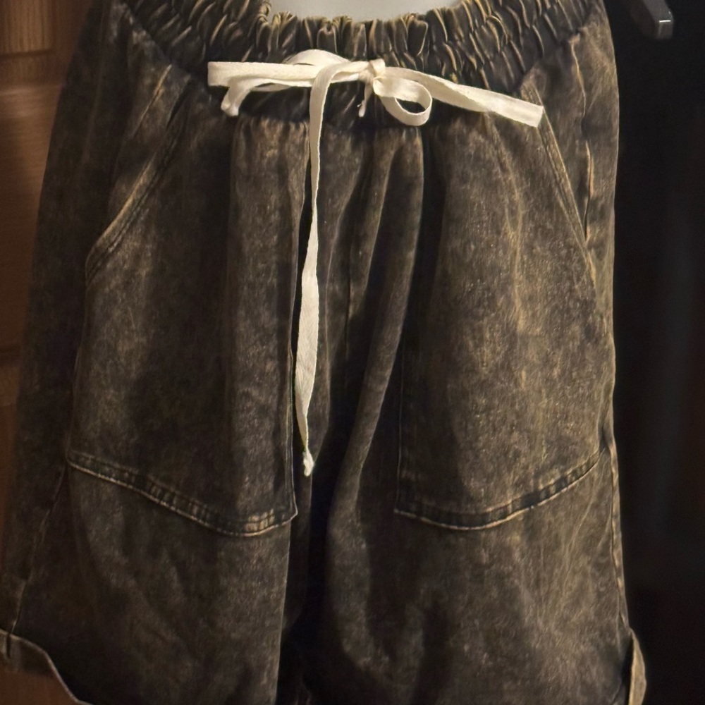 High Waist Black Denim Shorts
